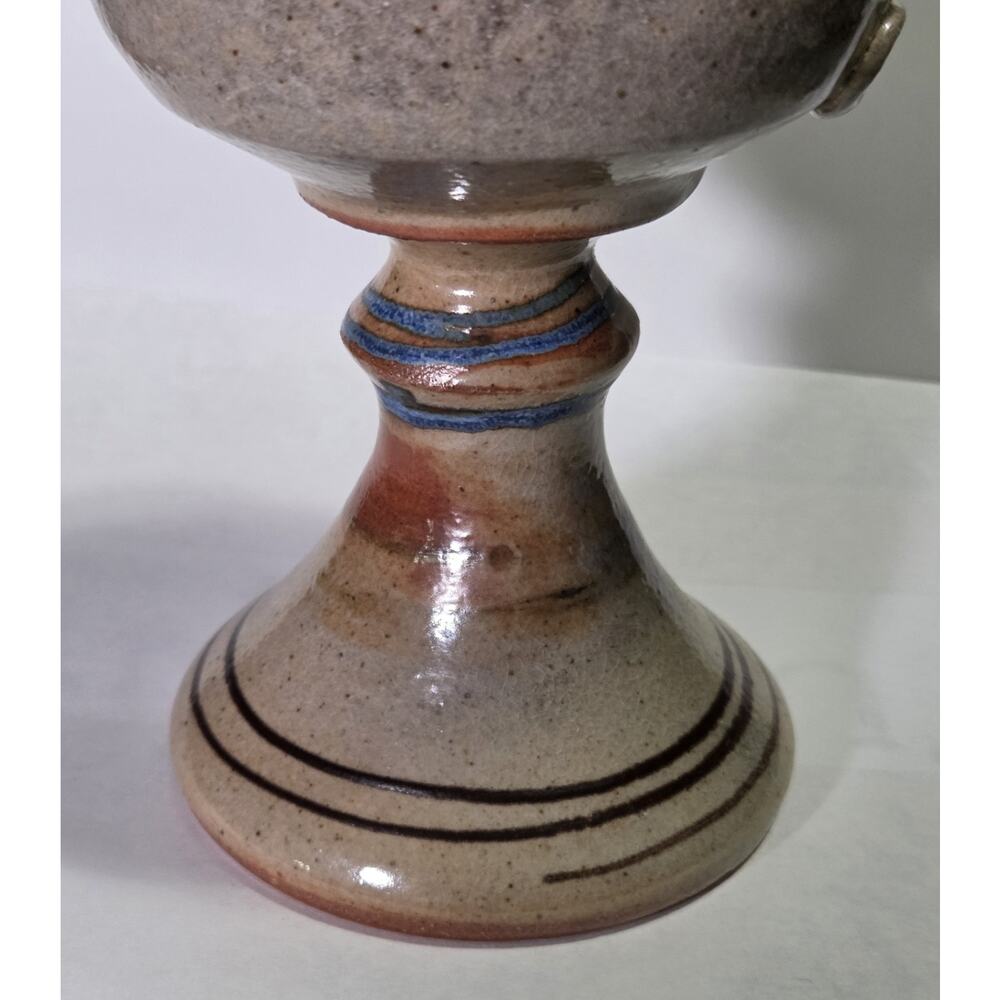 Vintage Signed Studio Art Pottery Wine Goblet Monogram Chop Mark Floral - Picture 8 of 8